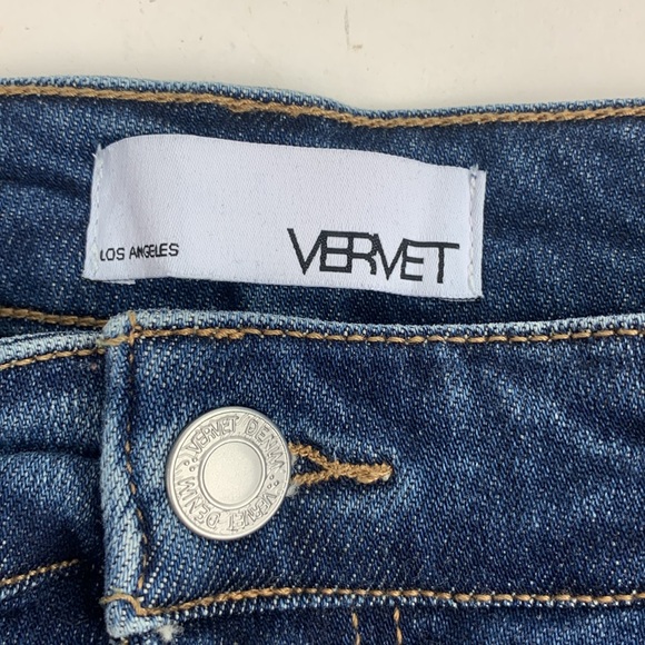 Vervet Flying Monkey distressed Dark wash Skinny Jeans Size 31 Raw hem Stretch - Picture 7 of 14